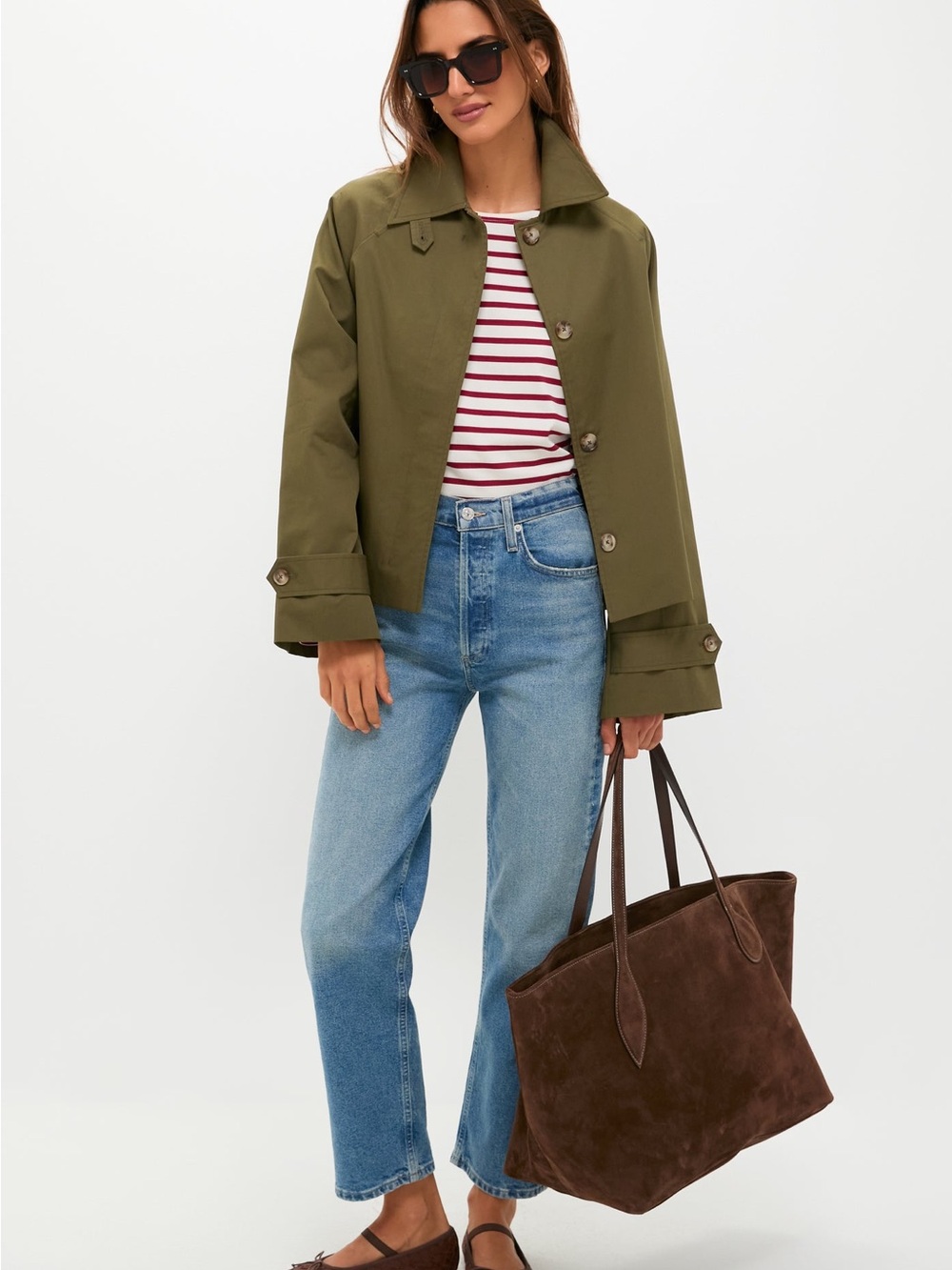 Tuckernuck Olive Drew Short Trench Coat size Small Women NWOT